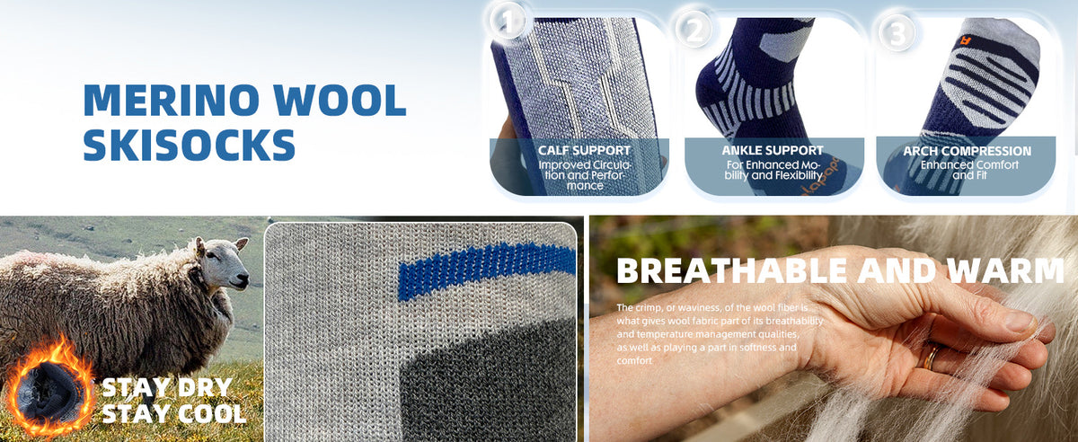 Merino Wool Ski Socks – Cushioned Knee-High Multipacks
