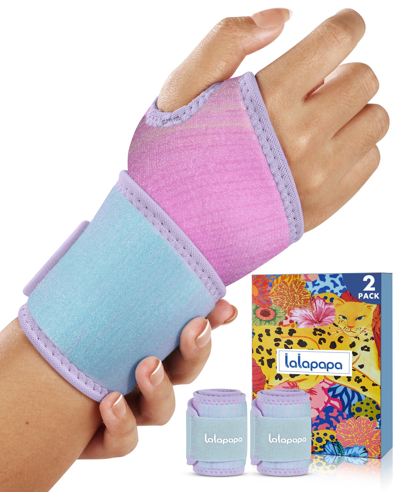 Carpal Tunnel Wrist Brace for Women - 2 Pack Wrist Brace, Adjustable Fits Both Right Left Hands for Night Support Tendonitis Lifting Arthritis Tennis Sprained Typing Sports