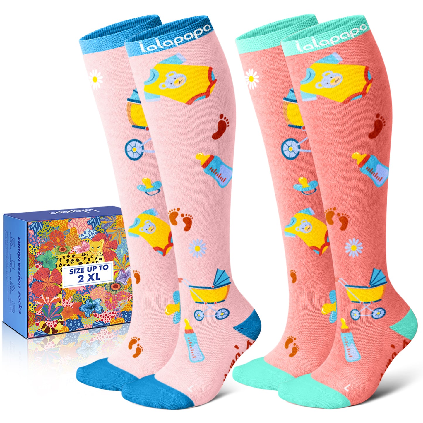 Cotton Compression Socks for Women - 15-20mmHg Cushioned Sole, Soft Breathable for Pregnancy Travel Nurse