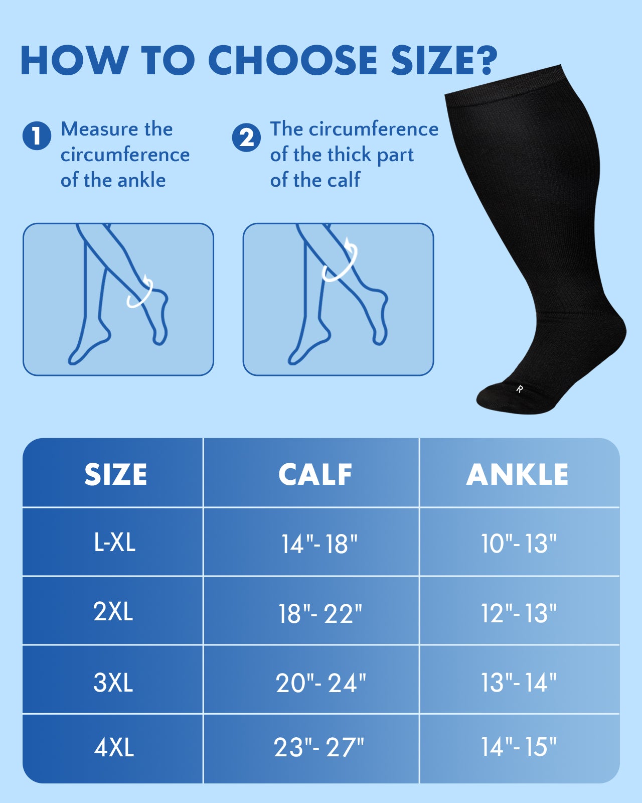 3Pairs Wide Calf Compression Socks for Women - 15-20mmHg with Graduated Support for Nurse Travel Pregnant