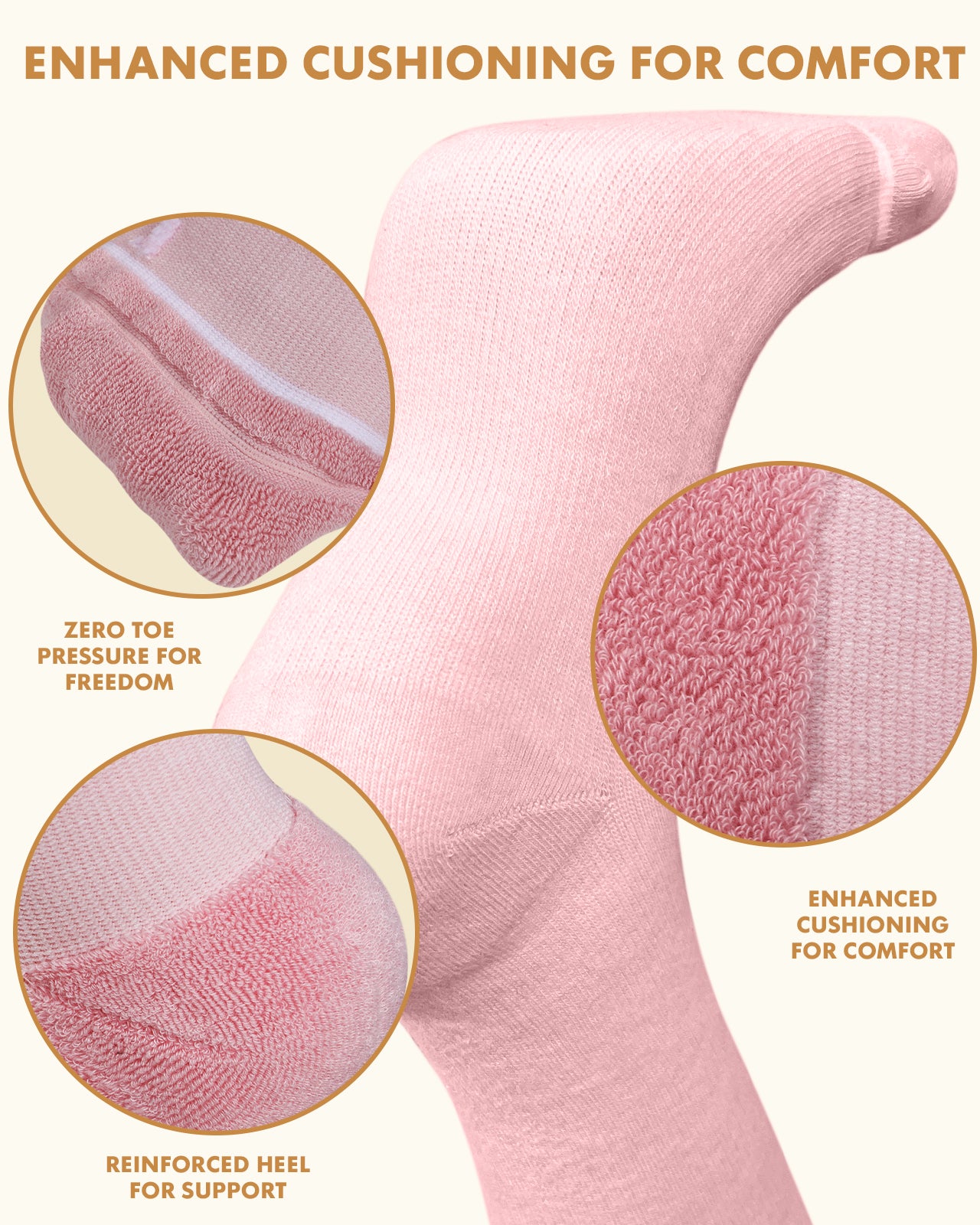 Cotton Compression Socks for Women - 15-20mmHg Cushioned Sole, Soft Breathable for Pregnancy Travel Nurse