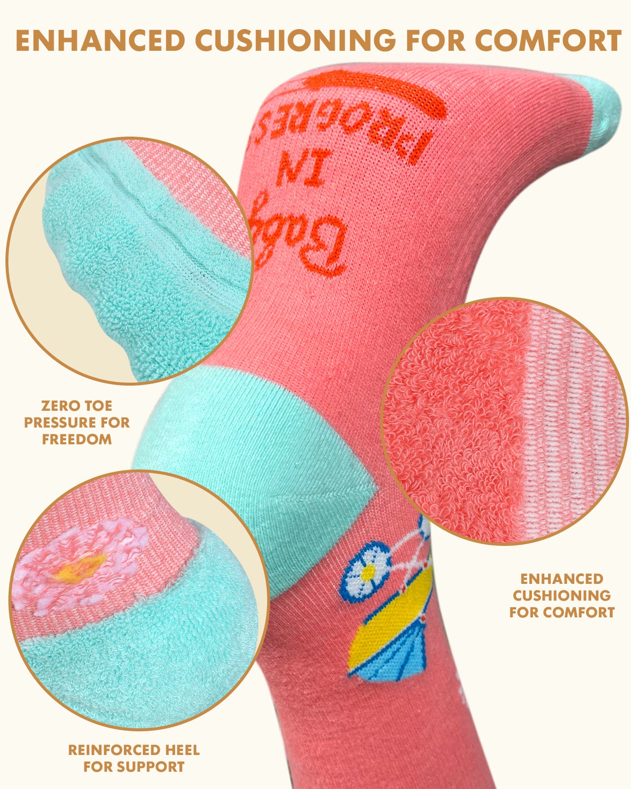 Cotton Compression Socks for Women - 15-20mmHg Cushioned Sole, Soft Breathable for Pregnancy Travel Nurse