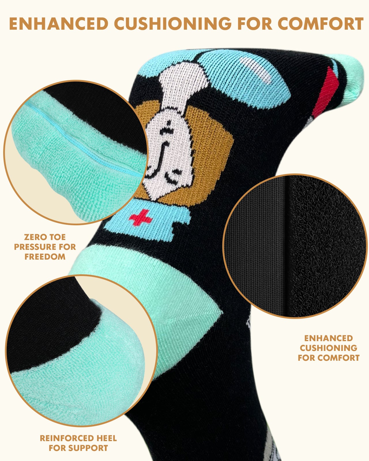 Cotton Compression Socks for Women - 15-20mmHg Cushioned Sole, Soft Breathable for Pregnancy Travel Nurse