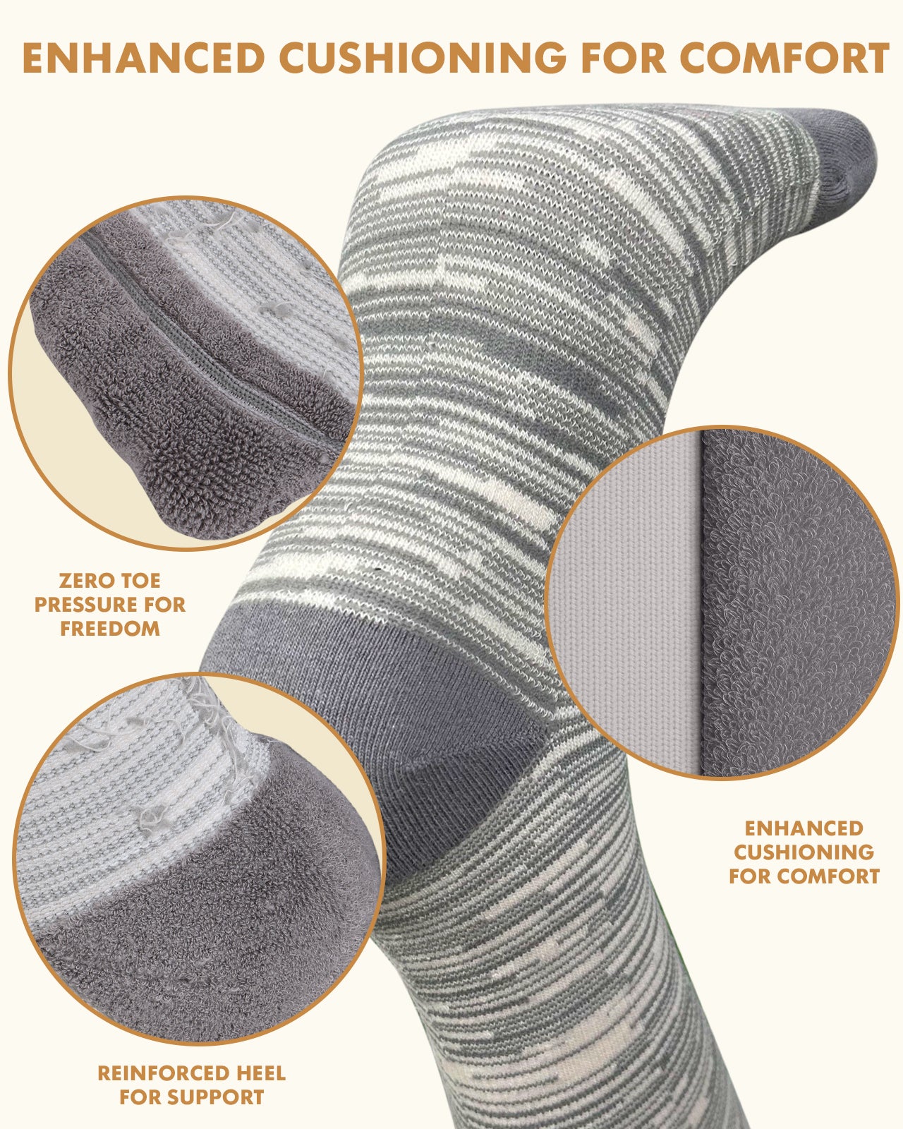 Cotton Compression Socks for Women - 15-20mmHg Cushioned Sole, Soft Breathable for Pregnancy Travel Nurse