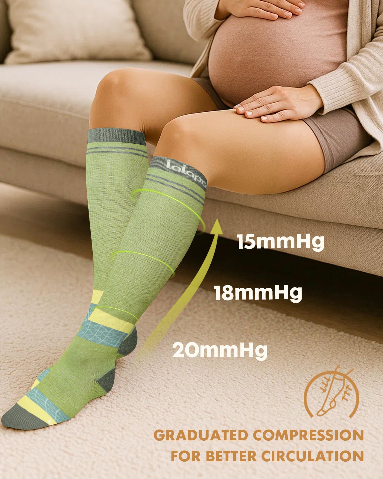 Cotton Compression Socks for Women - 15-20mmHg Cushioned Sole, Soft Breathable for Pregnancy Travel Nurse
