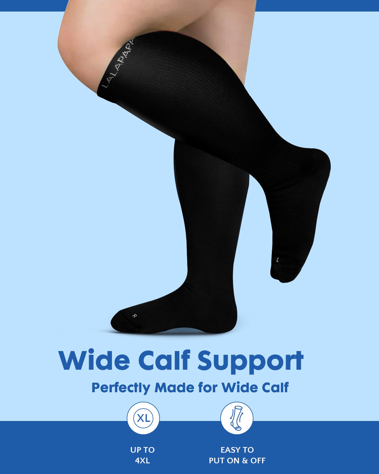 3Pairs Wide Calf Compression Socks for Women - 15-20mmHg with Graduated Support for Nurse Travel Pregnant