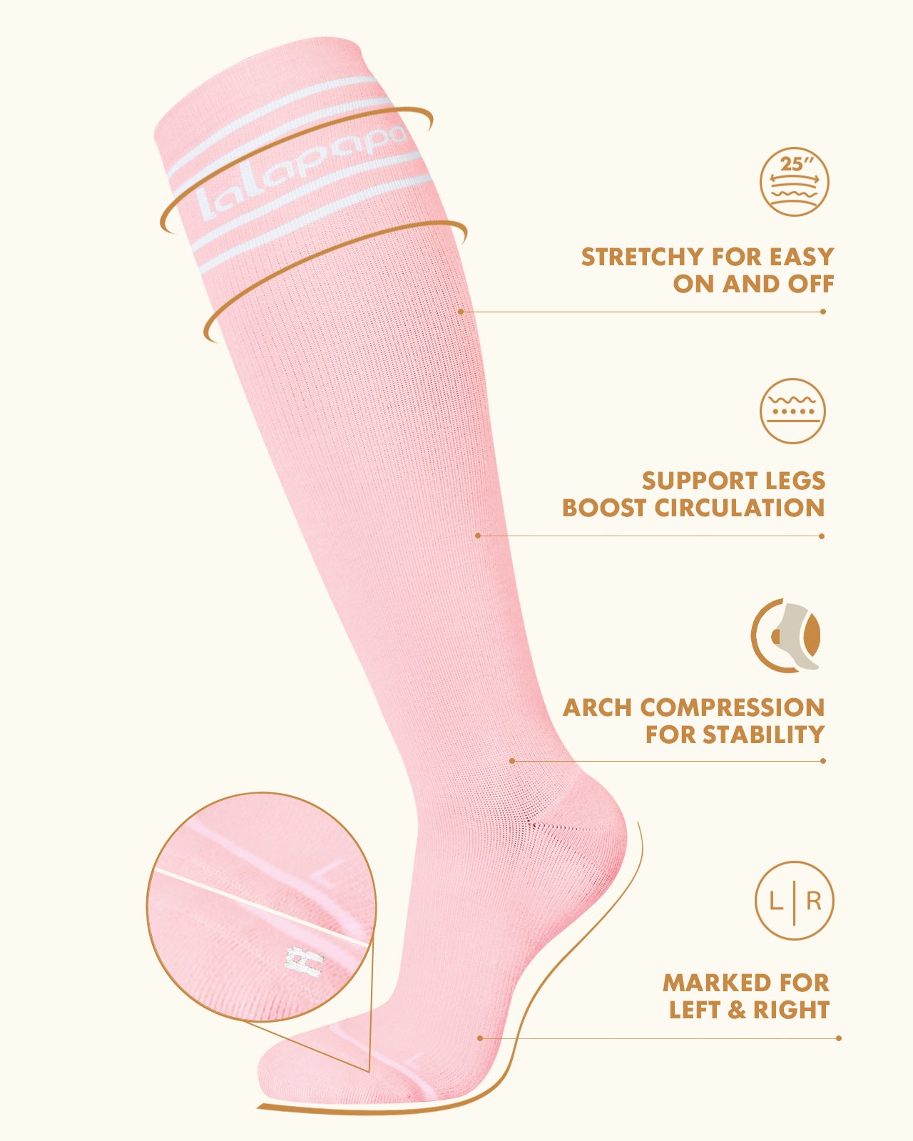 Cotton Compression Socks for Women - 15-20mmHg Cushioned Sole, Soft Breathable for Pregnancy Travel Nurse