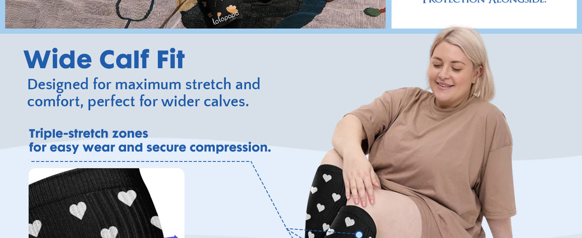 Wide-Calf Nylon Compression Socks, 20–30 mmHg – 3 Pairs