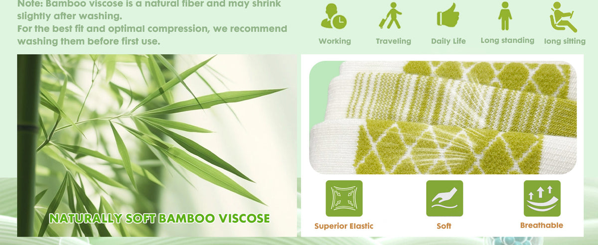 Bamboo Viscose Compression Socks, 15–20 mmHg – 2 Pairs