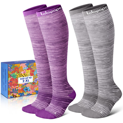 Cotton Compression Socks for Women - 15-20mmHg Cushioned Sole, Soft Breathable for Pregnancy Travel Nurse