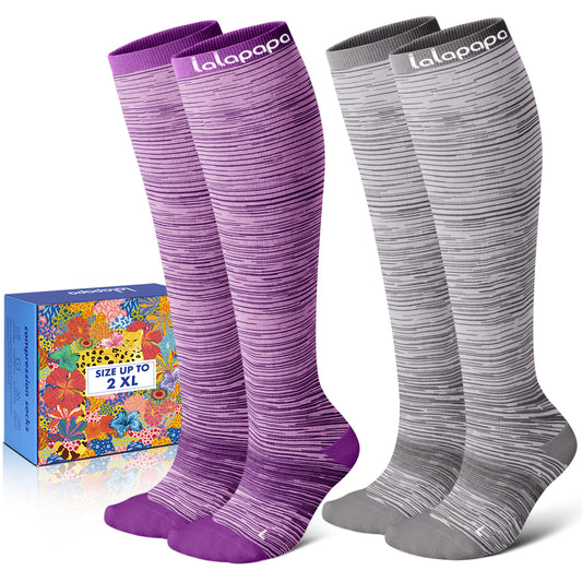 Cotton Compression Socks for Women - 15-20mmHg Cushioned Sole, Soft Breathable for Pregnancy Travel Nurse