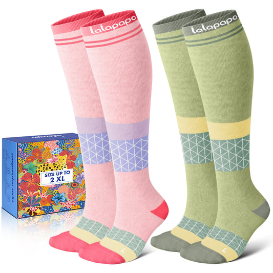 Cotton Compression Socks for Women - 15-20mmHg Cushioned Sole, Soft Breathable for Pregnancy Travel Nurse