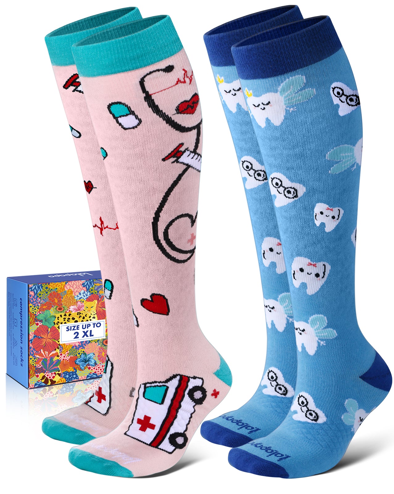 Cotton Compression Socks – 2 Pairs, 20-30mmHg Circulation & Arch Support, Breathable for Men & Women