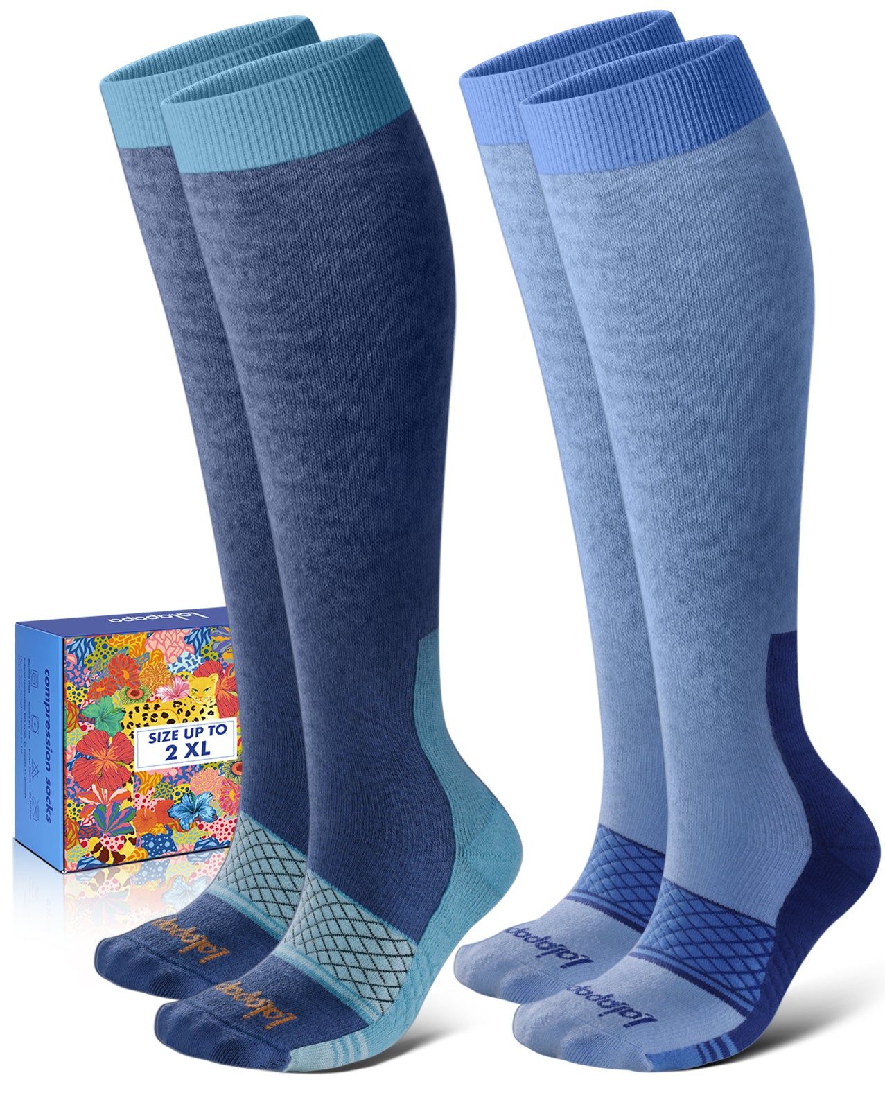Cotton Compression Socks – 2 Pairs, 20-30mmHg Circulation & Arch Support, Breathable for Men & Women