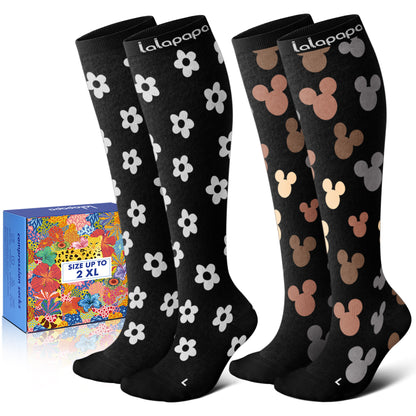 Thick Cotton Compression Socks – 15-20 mmHg Knee-High Comfort for Women & Men