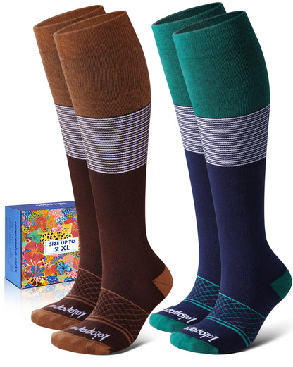 Cotton Compression Socks – 2 Pairs, 20-30mmHg Circulation & Arch Support, Breathable for Men & Women