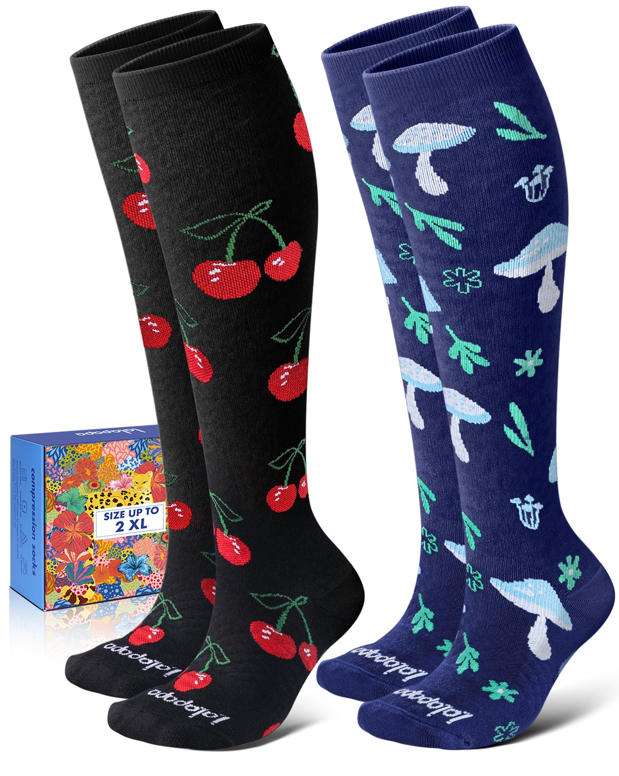 Cotton Compression Socks – 2 Pairs, 20-30mmHg Circulation & Arch Support, Breathable for Men & Women