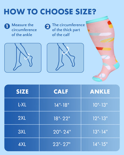 3 Pairs Wide Calf Compression Socks – 15-20mmHg, Graduated Support for Women, Perfect for Nurses, Travel & Pregnancy