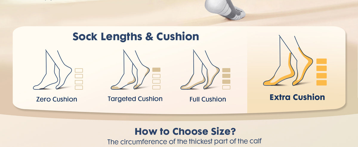 Cushioned Cotton Compression Socks, 20–30 mmHg