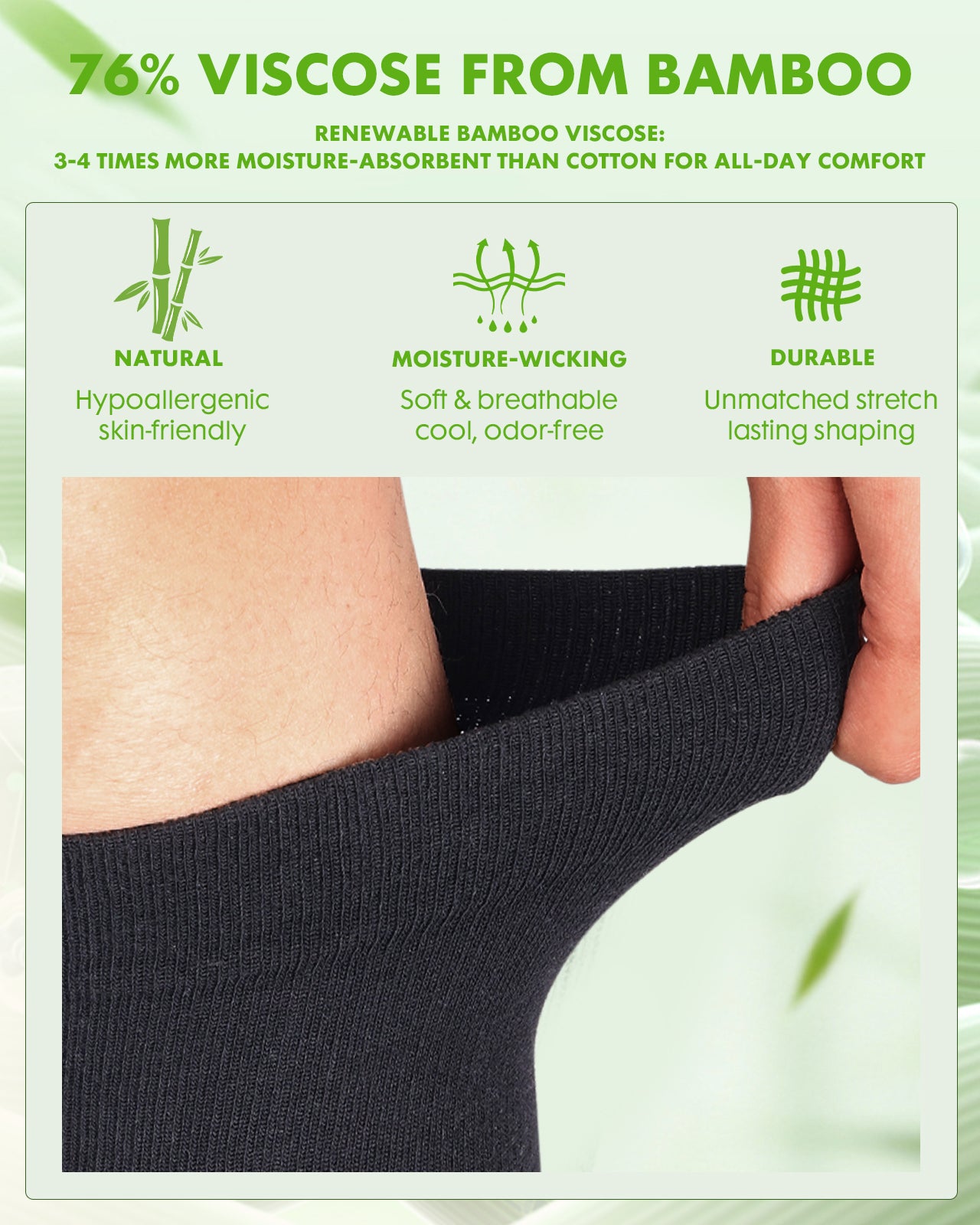 Bamboo Wide Calf Compression Socks – 2 Pairs, 15-20mmHg Graduated Support for Men & Women, Plus Size