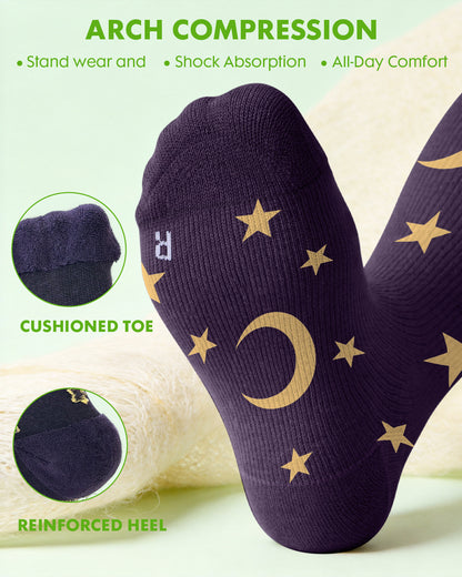 Bamboo Wide Calf Compression Socks – 2 Pairs, 15-20mmHg Graduated Support for Men & Women, Plus Size