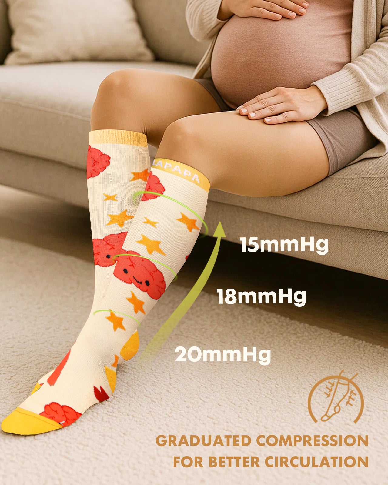 Cotton Compression Socks for Women - 15-20mmHg Cushioned Sole, Soft Breathable for Pregnancy Travel Nurse