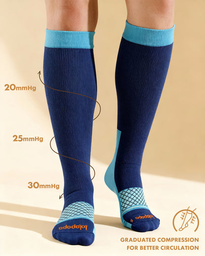 Cotton Compression Socks – 2 Pairs, 20-30mmHg Circulation & Arch Support, Breathable for Men & Women