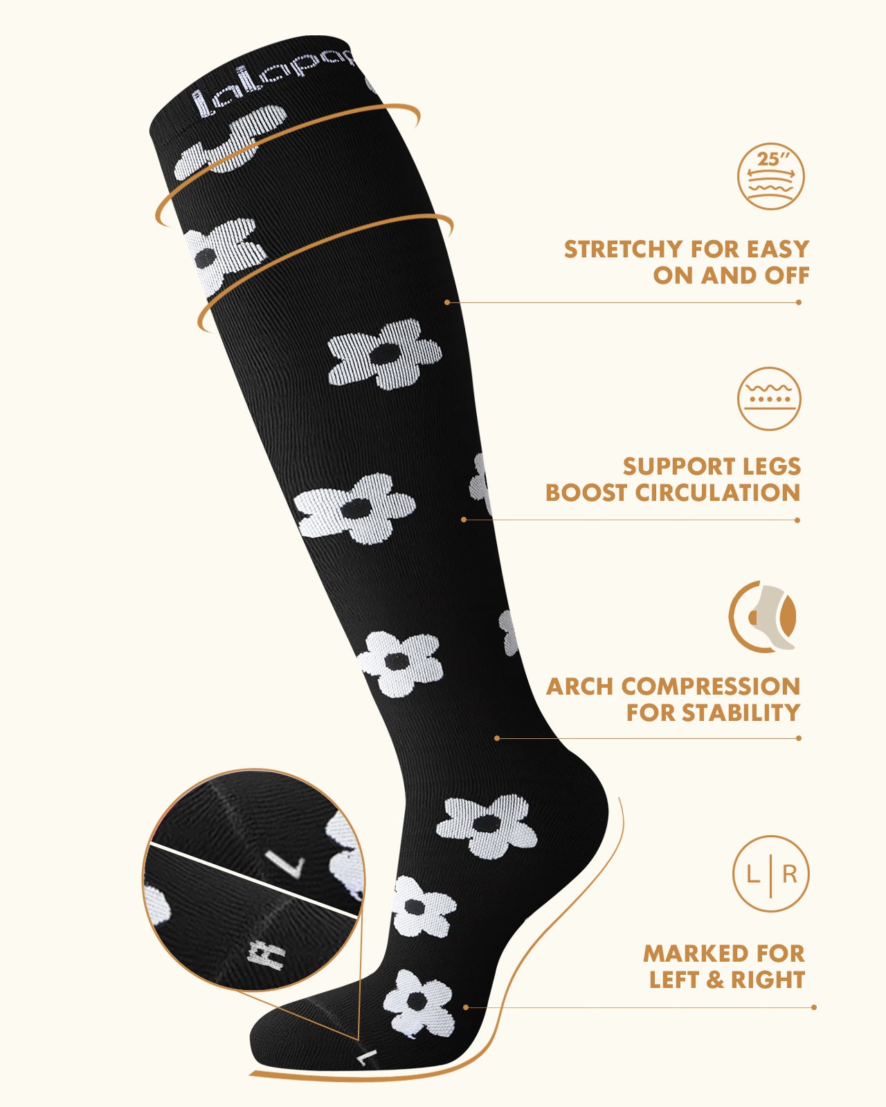 Cotton Compression Socks for Women - 15-20mmHg Cushioned Sole, Soft Breathable for Pregnancy Travel Nurse