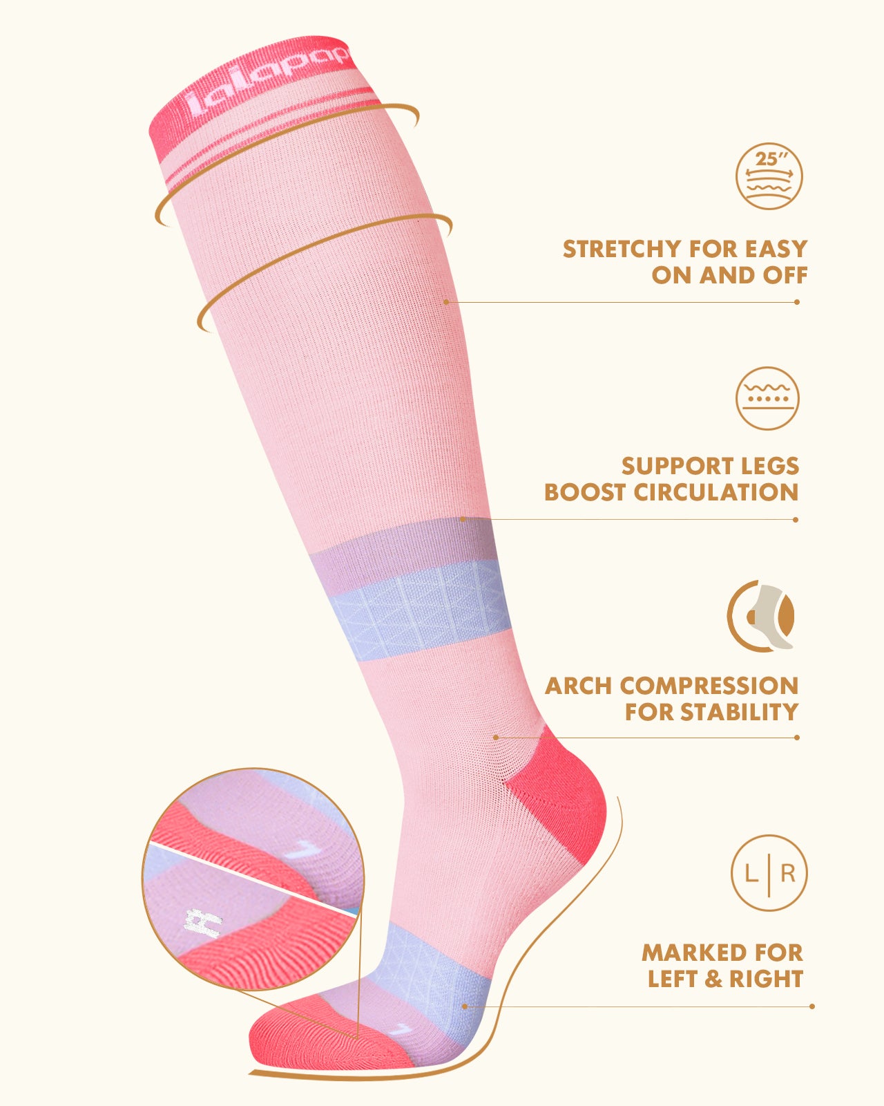 Thick Cotton Compression Socks – 15-20 mmHg Knee-High Comfort for Women & Men