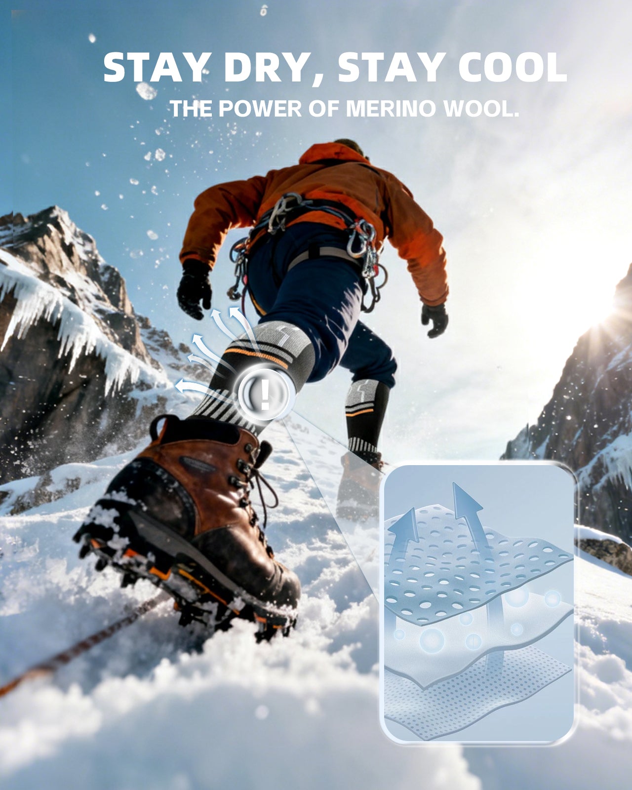 Merino Wool Ski Socks for Women Men - Warm Thermal Padded Cushioned Knee High Socks for Winter Skiing Snowboarding