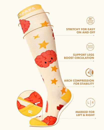 Cotton Compression Socks for Women - 15-20mmHg Cushioned Sole, Soft Breathable for Pregnancy Travel Nurse