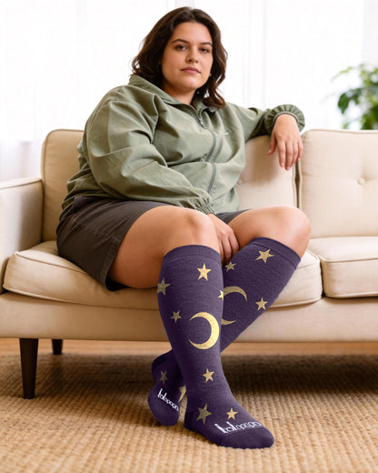 Bamboo Wide Calf Compression Socks – 2 Pairs, 15-20mmHg Graduated Support for Men & Women, Plus Size