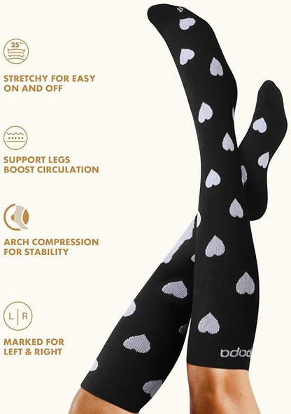 Cute 3-Pair Compression Socks for Women – 20-30mmHg Graduated Support, Lightweight for Daily Wear, Travel & Nurses