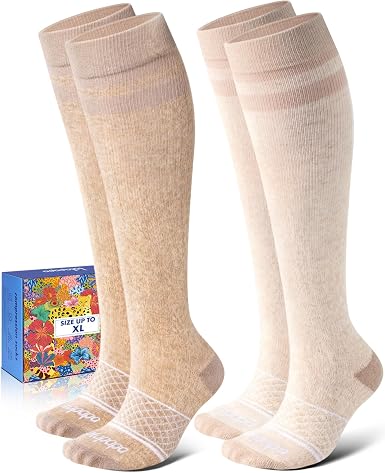Lalapapa Cotton Compression Socks · 2 Pairs — Oatmeal Cream
