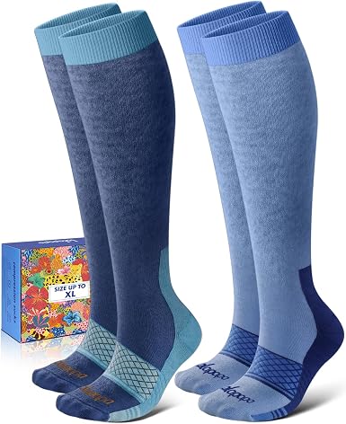 Lalapapa Cotton Compression Socks · 2 Pairs — Navy Sage Colorblock