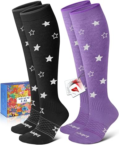 Lalapapa LYCRA® Compression Socks · 2 Pairs — Star Print