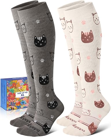 Lalapapa Cotton Compression Socks · 2 Pairs — Cute Cat