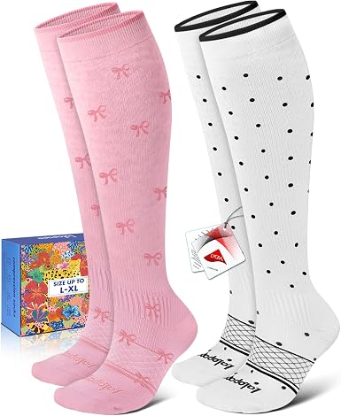 Lalapapa LYCRA® Compression Socks · 2 Pairs — Pink Bow