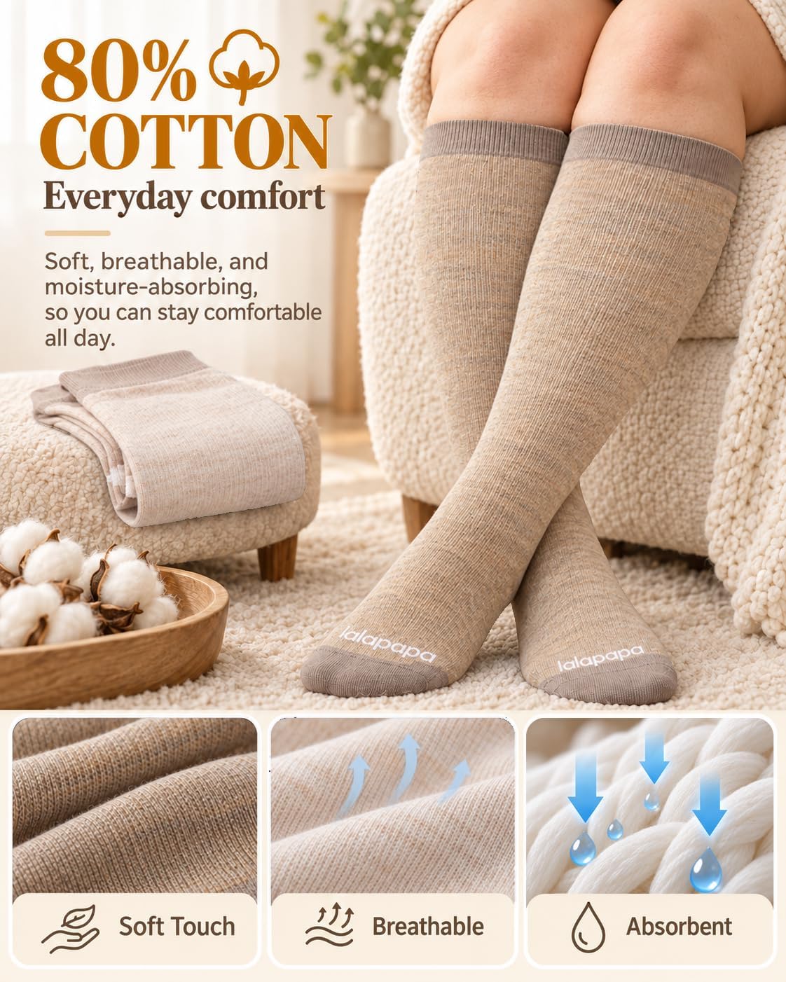 Lalapapa Beige Oatmeal — Cotton fabric