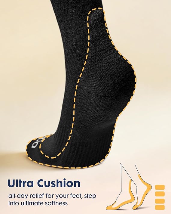 Comfortable Cotton Compression Socks – 20-30mmHg Breathable Arch Support for Men & Women, Ideal for Flying & Nurses