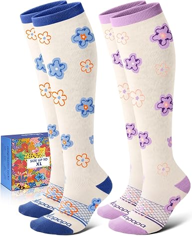 Lalapapa Cotton Compression Socks · 2 Pairs — Spring Floral