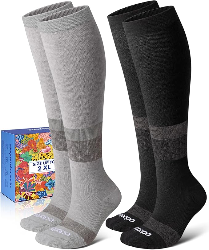 Thick Cotton Compression Socks – 15-20 mmHg Knee-High Comfort for Women & Men