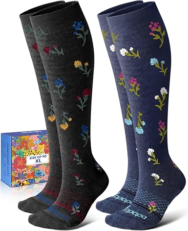 Lalapapa Cotton Compression Socks · 2 Pairs — Vintage Floral