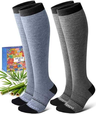 Lalapapa Bamboo Viscose Compression Socks · Everyday Prints — Gray Navy