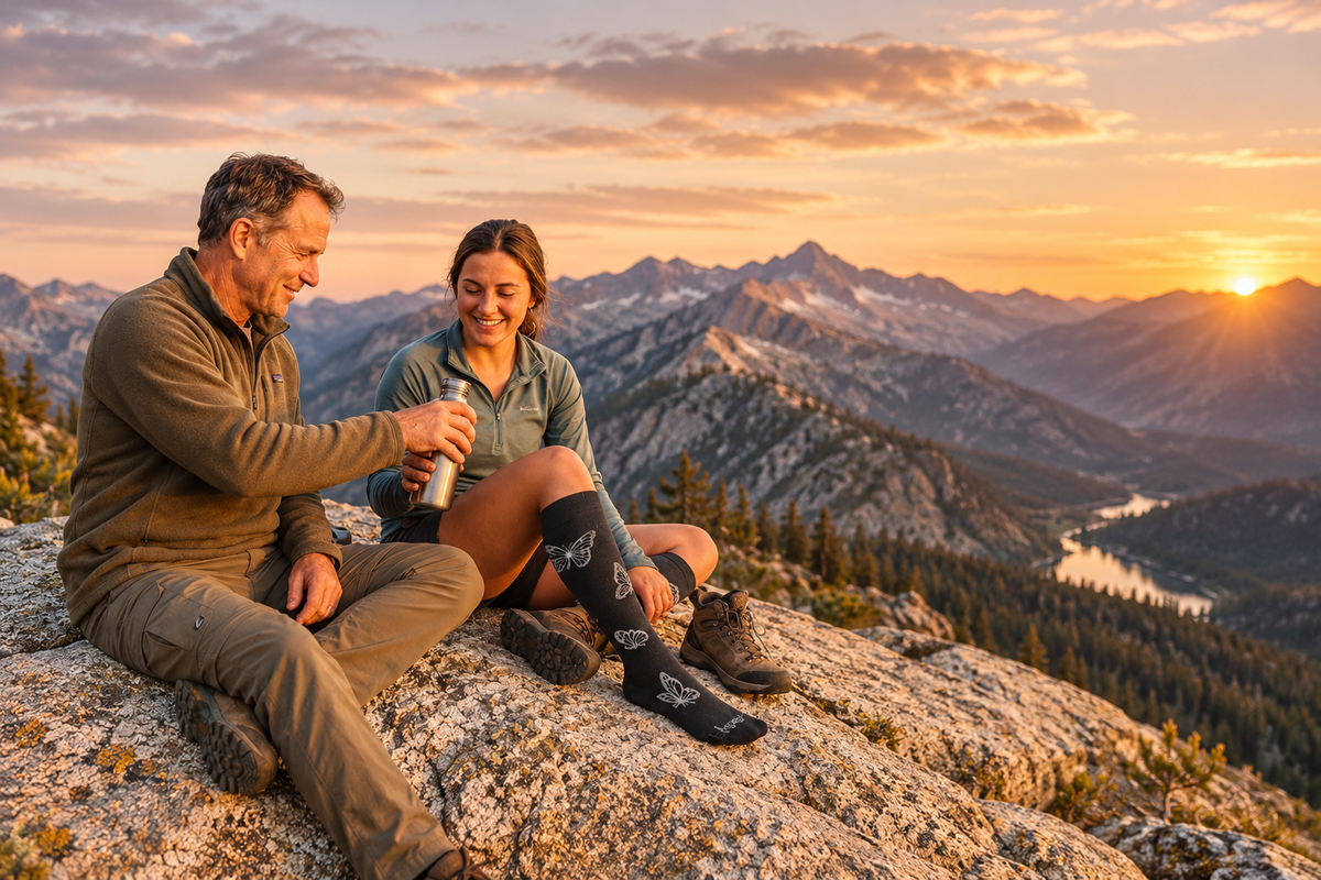 A father and daughter sharing a mountain adventure